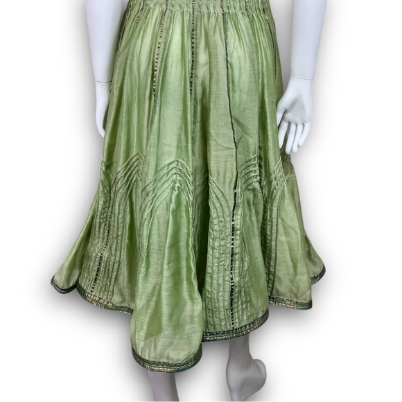 VIRTUES Vintage Empire Waist Metallic Fairy Grunge Circle Skirt Midi Dress Boho - Picture 11 of 15